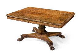 A WILLIAM IV WALNUT AND BURR WALNUT RECTANGULAR CENTRE OR LIBRARY TABLE, CIRCA 1830