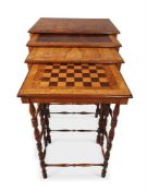 Y A SET OF REGENCY ROSEWOOD AND SPECIMEN WOOD QUARTETTO NEST OF TABLES, CIRCA 1815