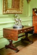 Y A GEORGE IV ROSEWOOD, BRASS INLAID AND GILT METAL MOUNTED LIBRARY TABLE, CIRCA 1825