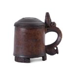 A SCANDINAVIAN BURR BIRCH TANKARD, 18TH CENTURY