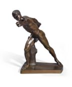 A BRONZE FIGURE OF THE BORGHESE GLADIATOR, MID 19TH CENTURY, AFTER THE ANTIQUE