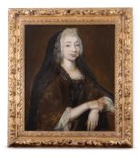 ENGLISH SCHOOL (17TH CENTURY), PORTRAIT OF A LADY, HALF-LENGTH, WITH A BLACK LACE MANTLE
