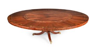 Y A ROSEWOOD AND BRASS INLAID CONCENTRIC DINING TABLE, CIRCA 1815 AND LATER