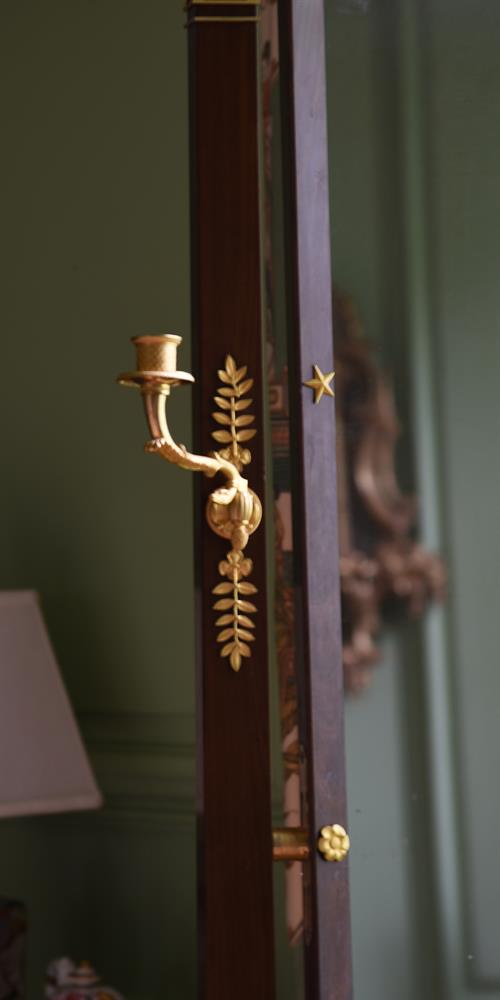 A MAHOGANY AND GILT METAL MOUNTED CHEVAL MIRROR, IN EMPIRE STYLE, 19TH CENTURY - Image 3 of 3