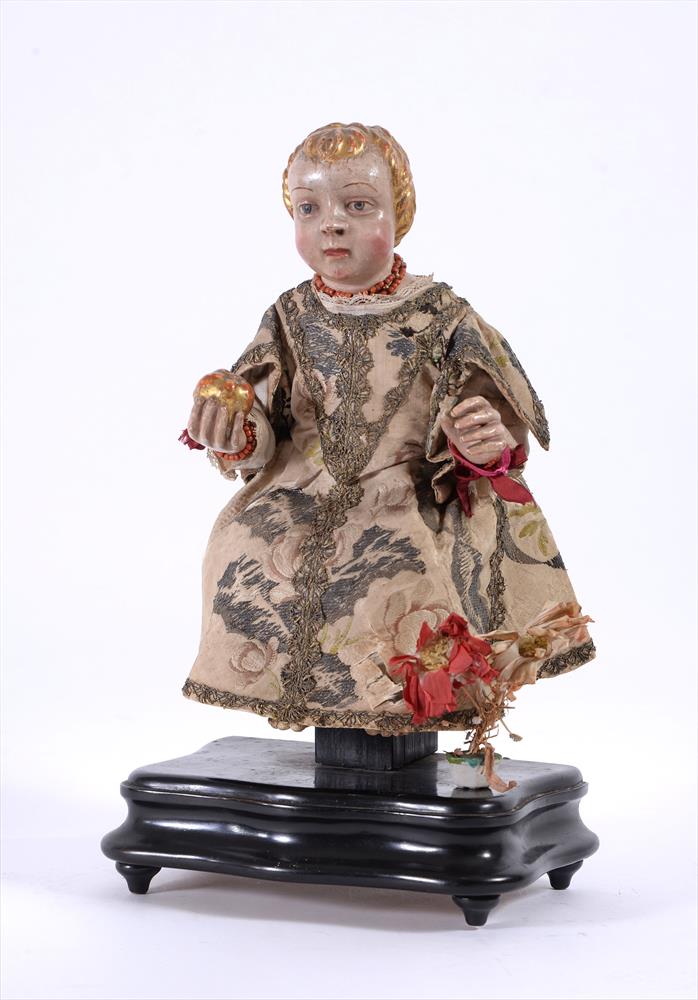 Y A SPANISH COLONIAL CARVED POLYCHROME FIGURE OF THE SEATED CHRIST, 17TH CENTURY - Image 2 of 6