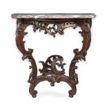 A LOUIS XV CARVED OAK CONSOLE TABLE, MID 18TH CENTURY