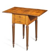 Y A GEORGE IV BIRD'S EYE MAPLE AND MARQUETRY PEMBROKE TABLE, CIRCA 1830