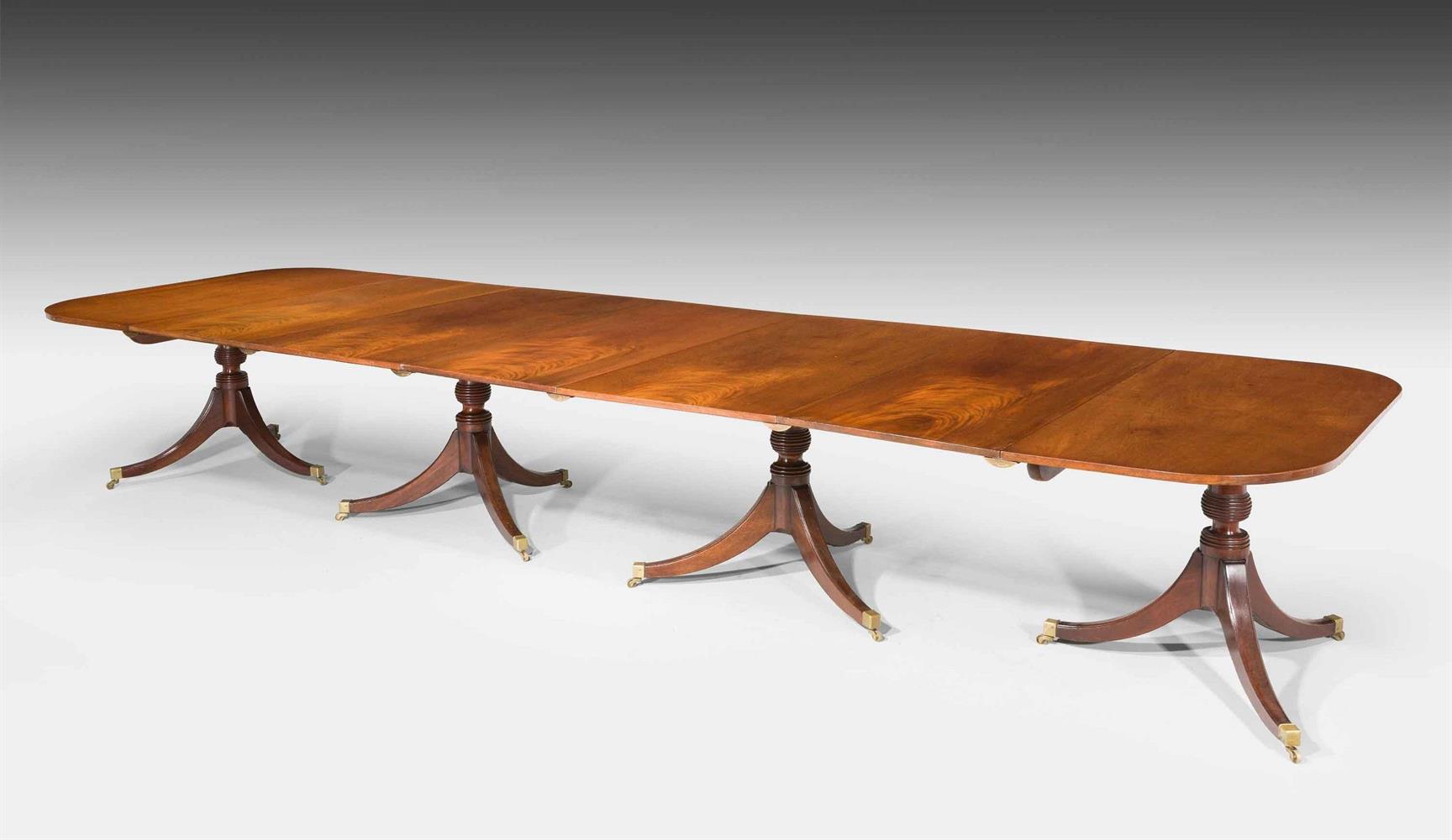 A MAHOGANY FIVE PILLAR DINING TABLE, CIRCA 1790 AND LATER - Image 7 of 18