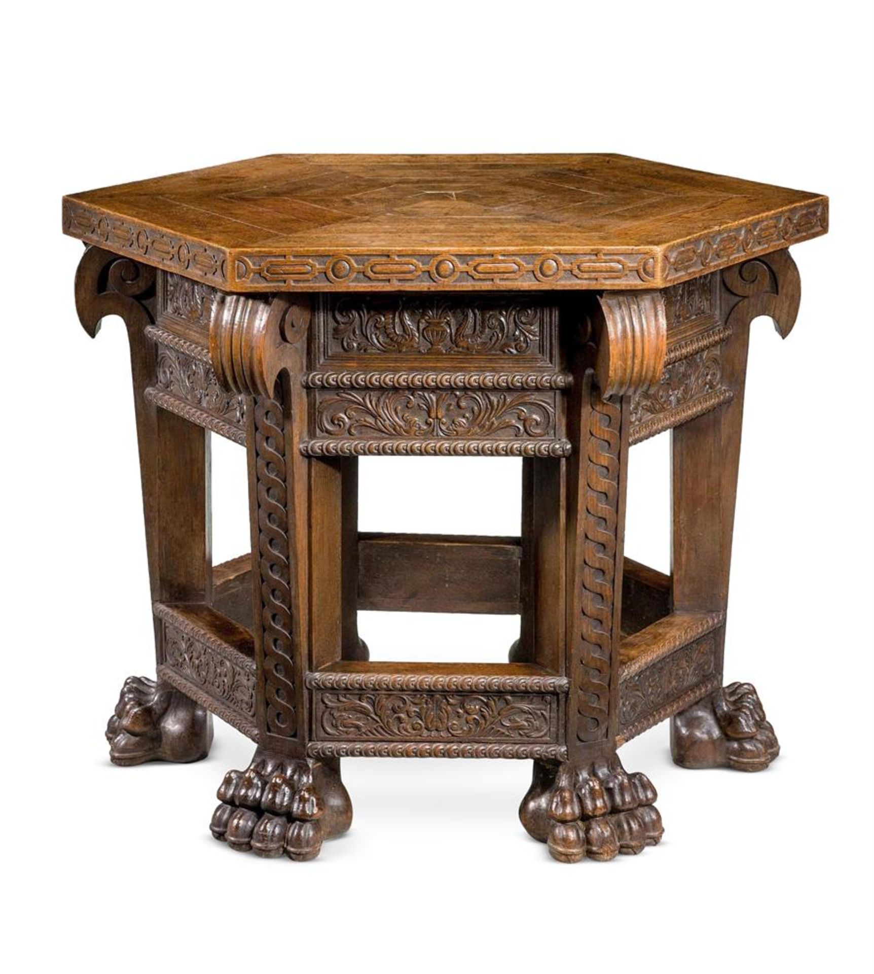 A CARVED OAK CENTRE TABLE, IN 17TH CENTURY STYLE, SECOND HALF 19TH CENTURY