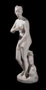 AFTER THE ANTIQUE, A CARVED WHITE MARBLE FIGURE OF THE MEDICI VENUS, 19TH CENTURY