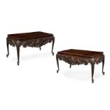 A PAIR OF IRISH CARVED MAHOGANY SERVING TABLES, IN GEORGE II STYLE, 19TH CENTURY