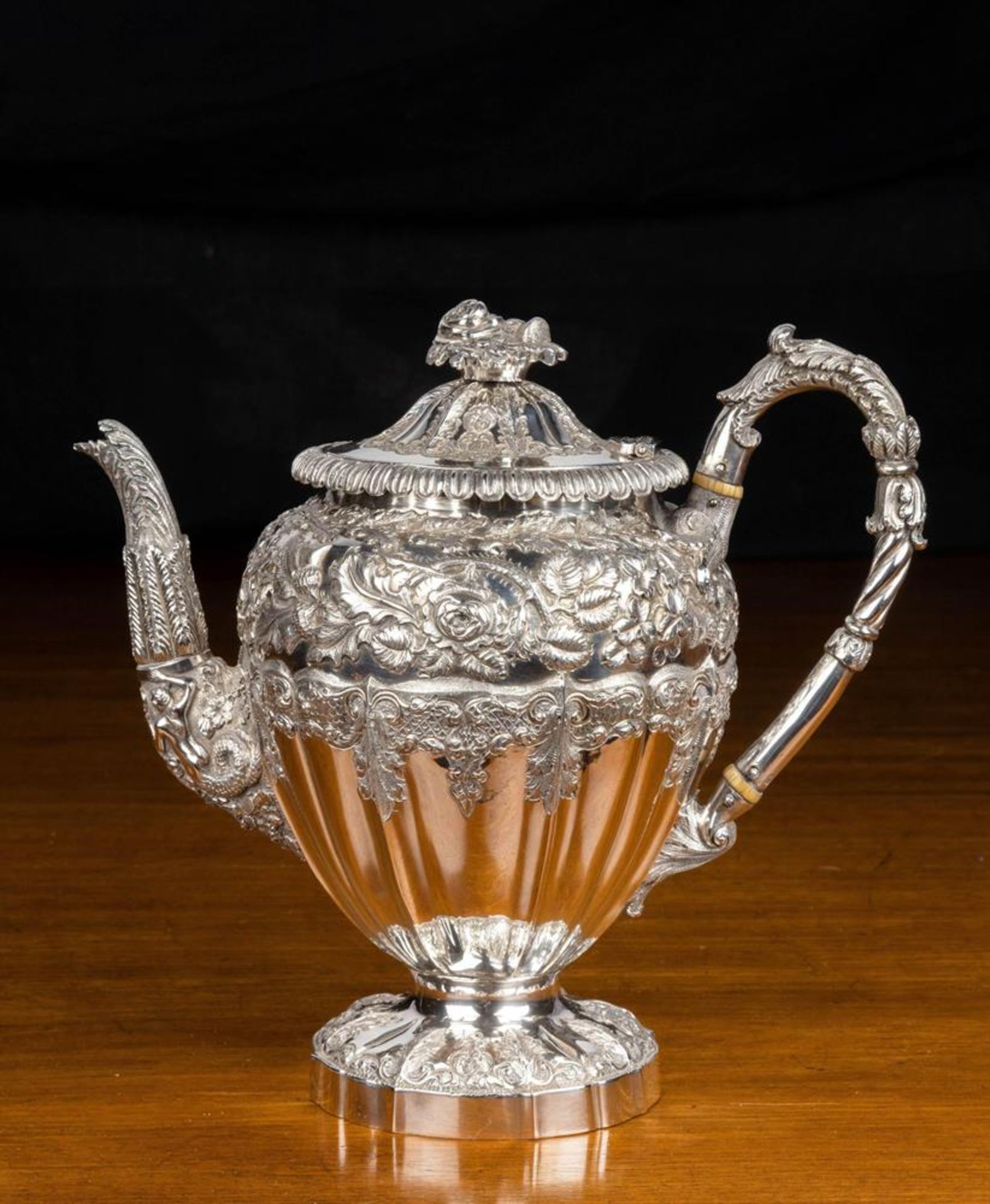 Y A WILLIAM IV SILVER TEAPOT J. E. TERRY AND CO.