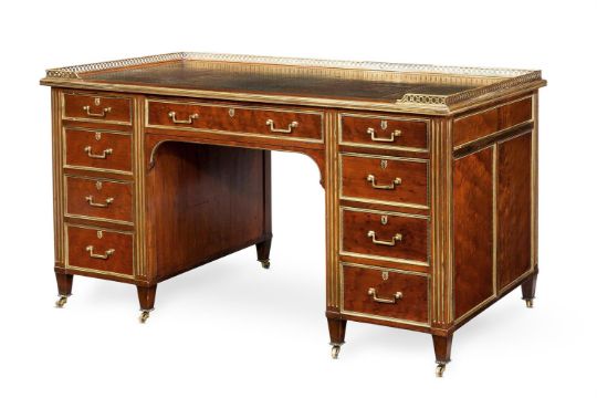 A MAHOGANY AND GILT METAL MOUNTED PARTNERS DESK, BY GILLOWS OF LANCASTER, 19TH CENTURY