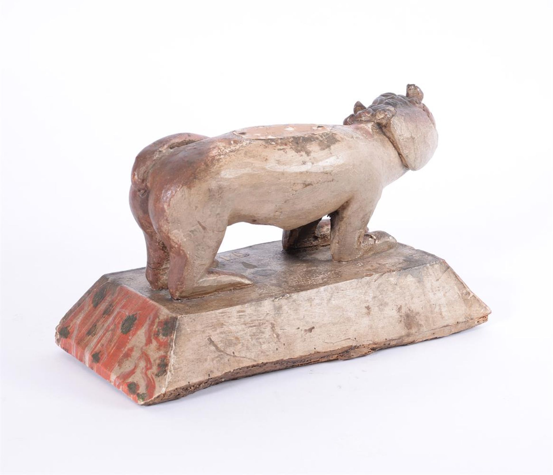 AN UNUSUAL CARVED POLYCHROME FIGURE OF A MYTHOLOGICAL CREATURE, EARLY 17TH CENTURY - Image 4 of 4