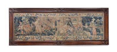 A LONG NEEDLEWORK PANEL DEPICTING STORIES FROM AROUND THE BIRTH OF CHRIST, 17TH CENTURY