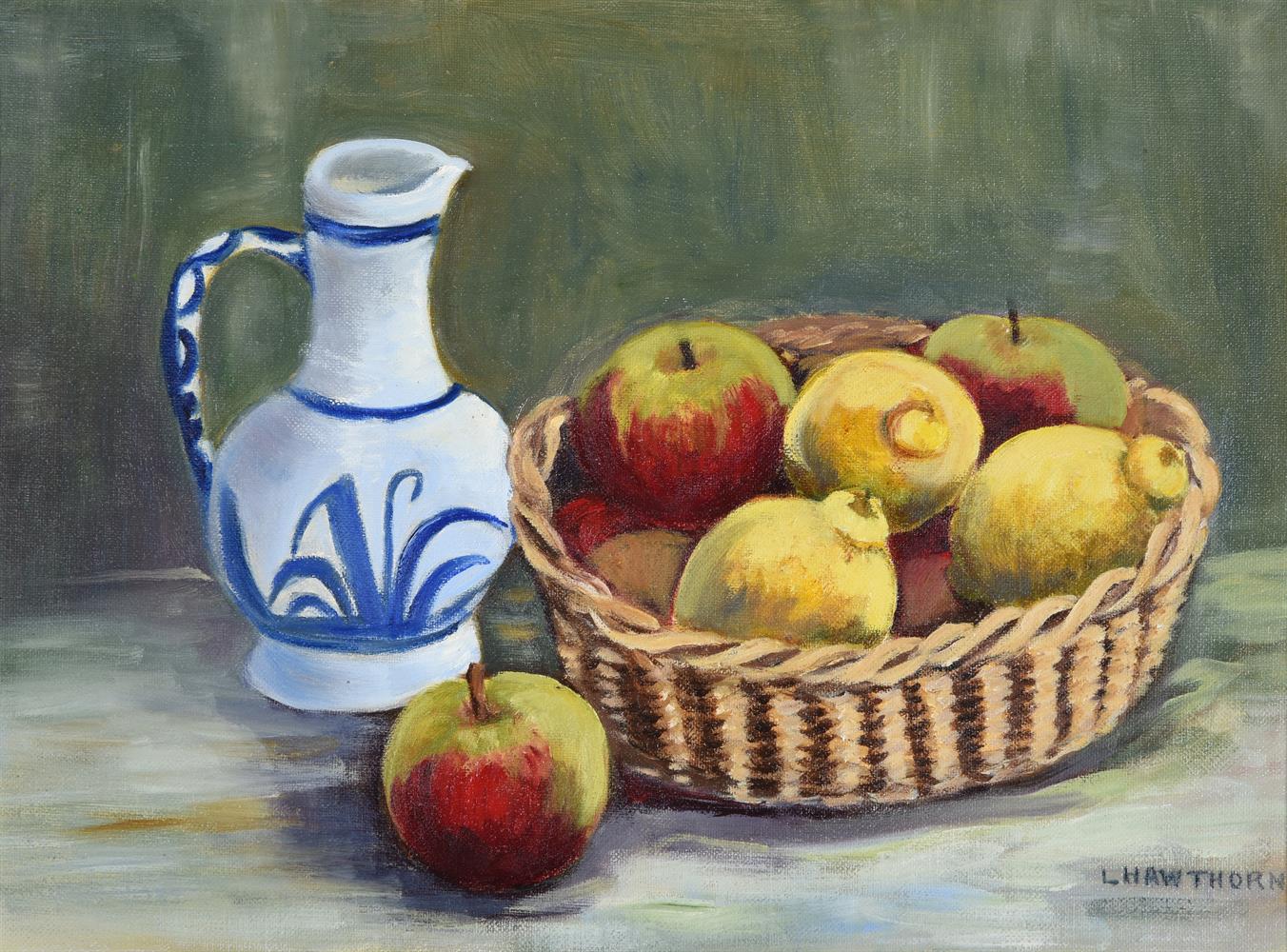 λ LILIAN HAWTHORN (NÉE LEAHY) (BRITISH 1909-1996), STILL LIFE WITH APPLES AND VASE