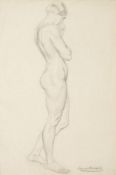 λ DAME LAURA KNIGHT (BRITISH 1877-1970), STANDING NUDE, PROFILE