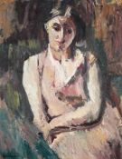 λ DAVID BOMBERG (BRITISH 1890-1957), PORTRAIT OF LADY SEATED, THOUGHT TO BE LILIAN, THE ARTIST'S WIF