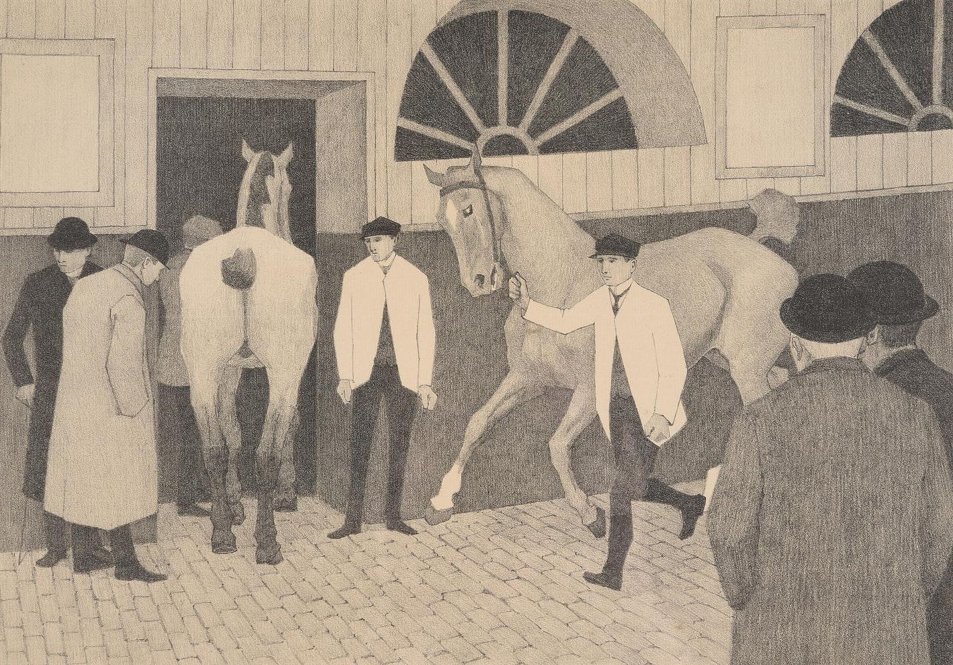 ROBERT POLHILL BEVAN (BRITISH 1865-1925), THE HORSE DEALERS (WARD'S REPOSITORY NO.1) plus three - Image 3 of 8