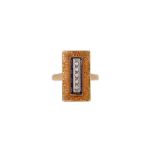 CREPERIO ENRICO, A 1970S ITALIAN DIAMOND AND ENAMEL PANEL RING