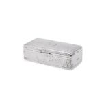 A VICTORIAN SILVER HAMMERED RECTANGULAR CIGARETTE BOX