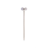 A DIAMOND AND BOUTON PEARL STICK PIN