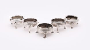 A COLLECTION OF SILVER CAULDRON SALTS