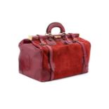 CARTIER, A BURGUNDY LEATHER AND SUEDE DOCTOR'S BAG