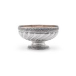 AN AMERICAN SILVER COLOURED PEDESTAL BOWL