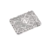 A VICTORIAN SILVER SHAPED RECTANGULAR CARD CASE