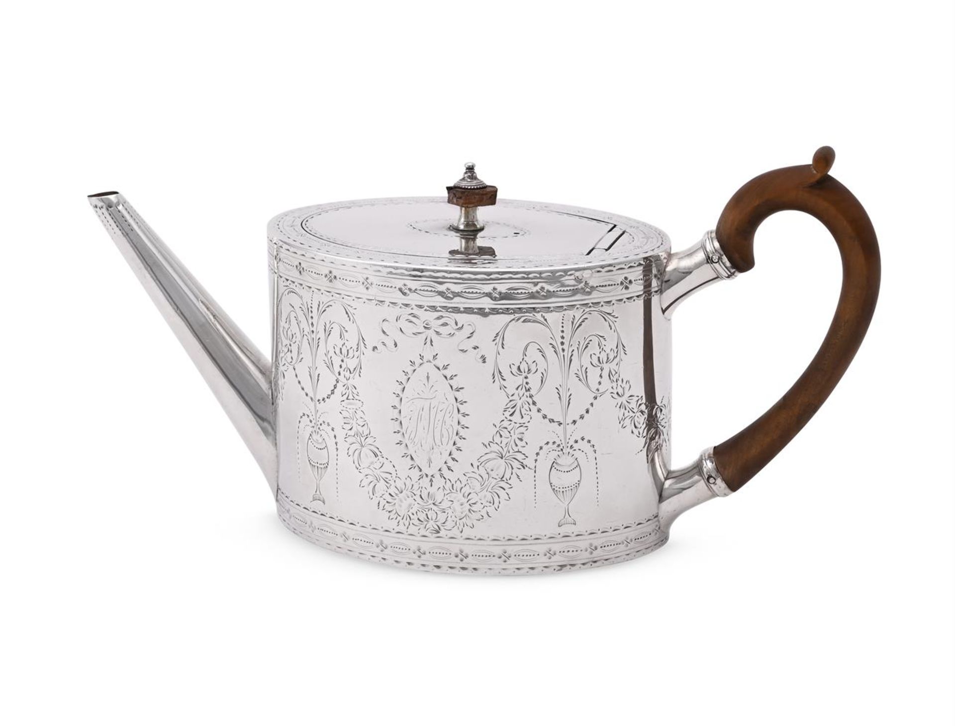A GEORGE III SILVER OVAL TEAPOT - Image 2 of 3