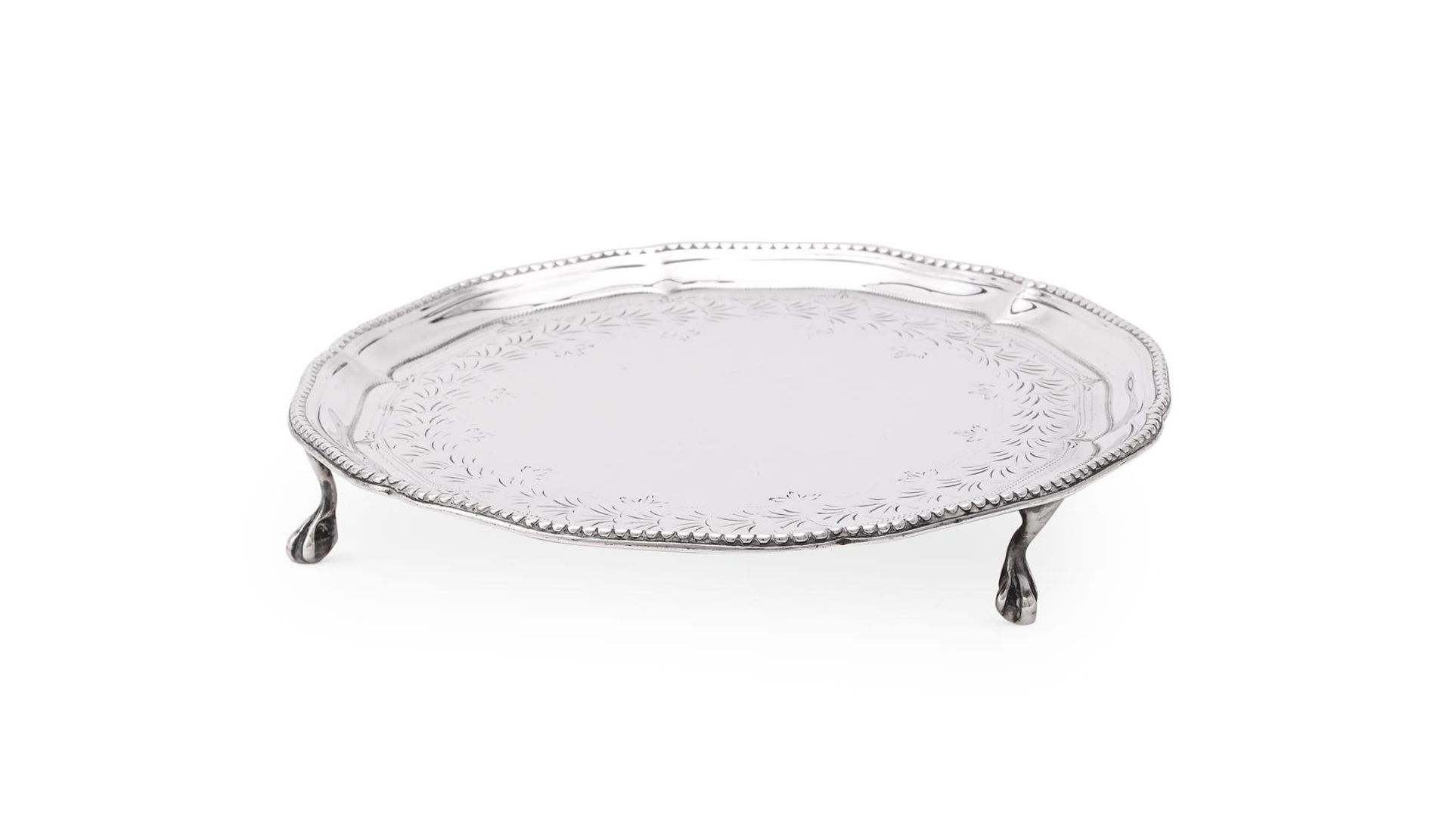 A GEORGE II SILVER SHAPED CIRCULAR WAITER - Image 2 of 3