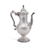 Y A GEORGE III SILVER BALUSTER COFFEE POT