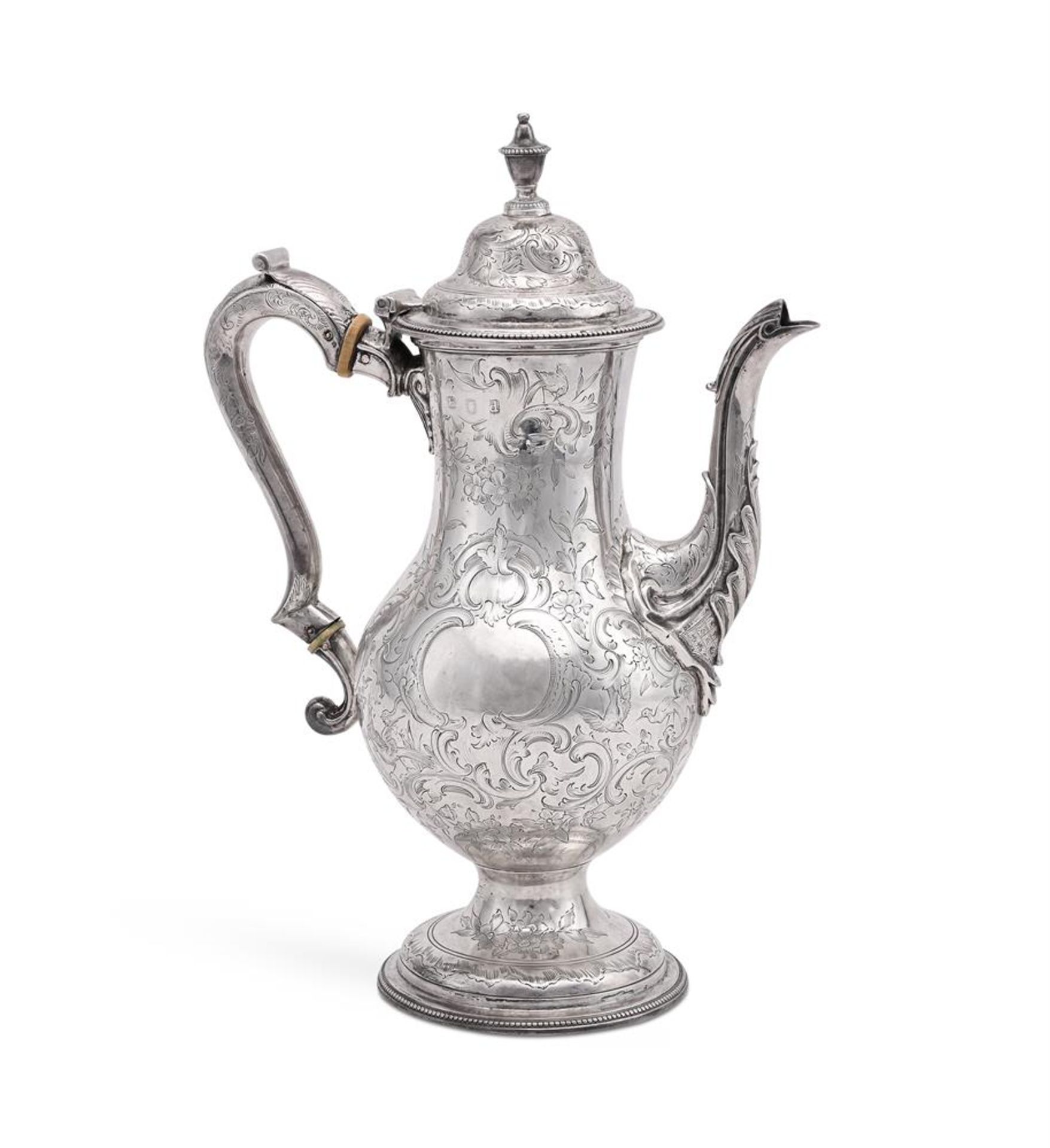 Y A GEORGE III SILVER BALUSTER COFFEE POT