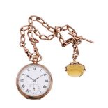 UNSIGNED, A 9 CARAT GOLD KEYLESS WIND OPEN FACE POCKET WATCH