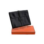 HERMES, JIGE MM, A LARGE BLACK LEATHER CLUTCH BAG