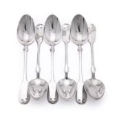 A SET OF SIX AUSTRIAN SILVER FIDDLE PATTERN DESSERT SPOONS