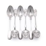 A SET OF SIX AUSTRIAN SILVER FIDDLE PATTERN DESSERT SPOONS