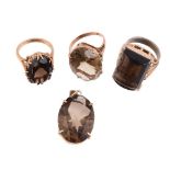 A SMALL COLLECTION OF 1970S SMOKY QUARTZ JEWELLERY
