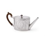 A GEORGE III SILVER OVAL TEAPOT