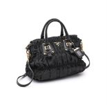 PRADA, A BLACK SATIN HANDBAG