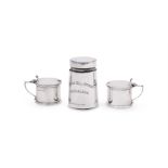 A PAIR OF SILVER DRUM MUSTARD POTS