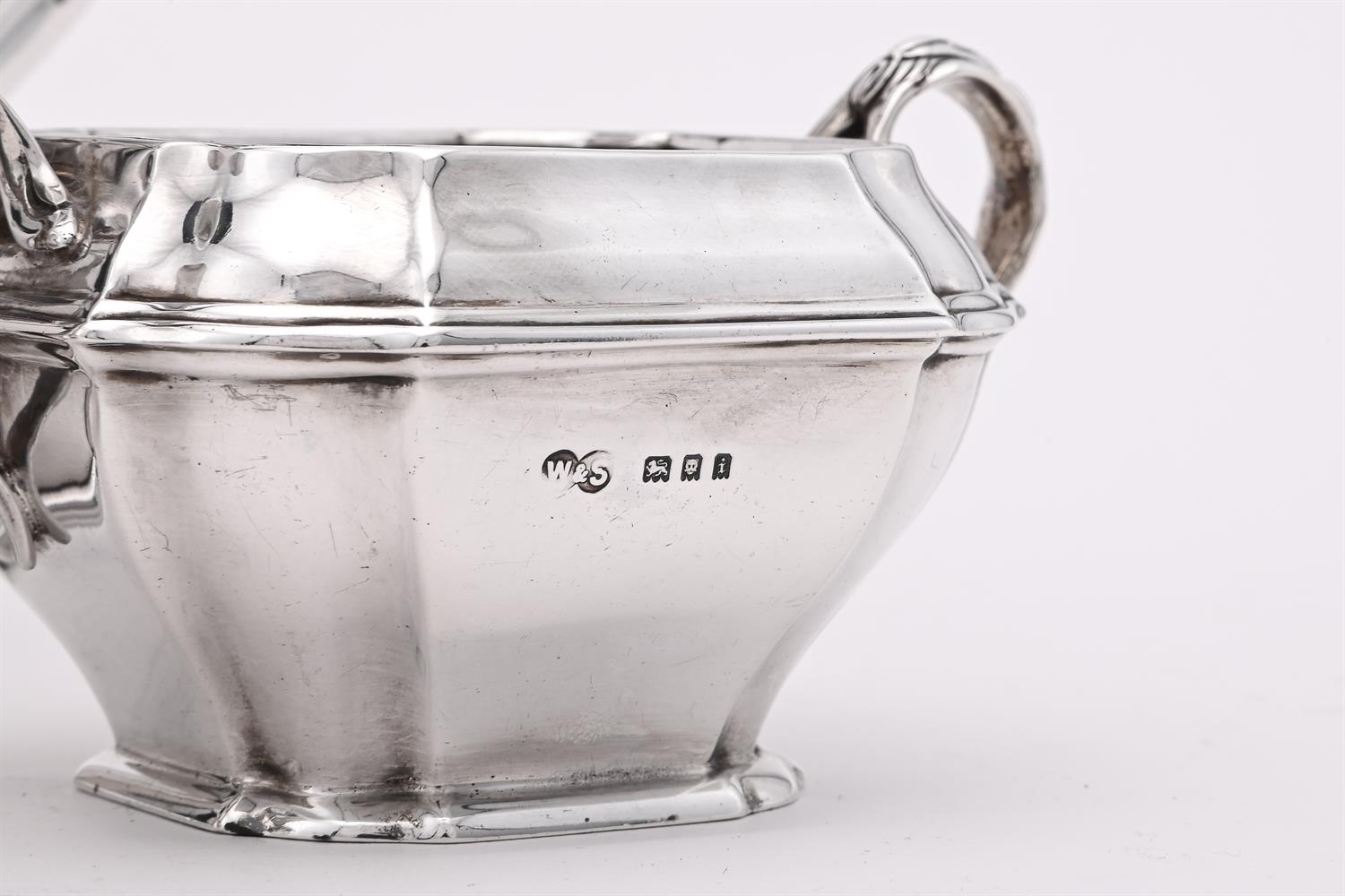 A SILVER THREE PIECE LOBED SQUARE TEA SET - Image 2 of 2