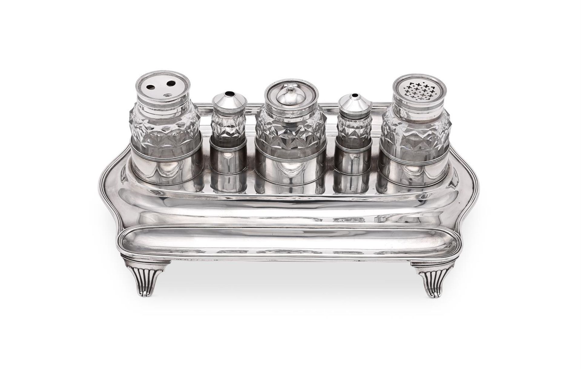 A GEORGE III SILVER SHAPED OBLONG INKSTAND - Image 2 of 3