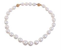A GRADUATED SOUTH SEA CULTURED PEARL NECKLACE