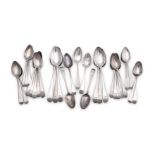 SIX GEORGIAN OLD ENGLISH PATTERN TABLE SPOONS AND TWENTY SIX DESSERT SPOONS