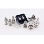 A COLLECTION OF SILVER CRUET ITEMS