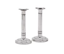 A PAIR OF DUTCH SILVER OVAL CANDLESTICKS