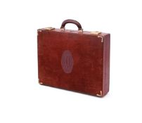 CARTIER, A BURGUNDY LEATHER AND SUEDE BRIEFCASE