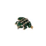 AN ITALIAN ENAMEL AND DIAMOND FROG BROOCH